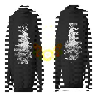 Cute White Cat Gift Sunflower Decor Cat Sweatshirt - Thegiftio