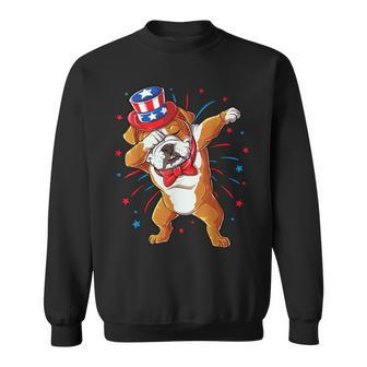 Dabbing English Bulldog 4Th Of July T Men Usa Flag Sweatshirt - Seseable