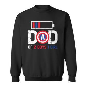 Dad Of 2 Boys 1 Girl Battery Usa Flag Father Day 4Th Of July Sweatshirt | Mazezy