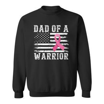Dad Of Warrior Breast Cancer Usa Flag Pink Ribbon Vintage Sweatshirt | Mazezy