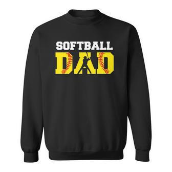 Dad Softball Apparel - Yellow Softball Dad Sweatshirt | Mazezy