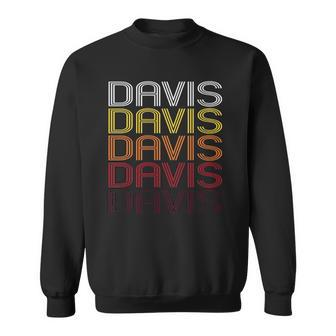 Davis Retro Wordmark Pattern Vintage Style Sweatshirt | Mazezy