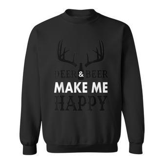 Deer And Beer Make Me Happy Funny Hunting Buck Hunters Sweatshirt - Thegiftio UK