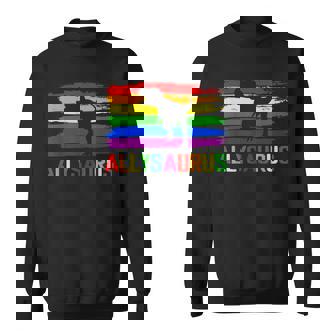 Dinosaur Lgbt Gay Pride Flag Allysaurus Ally T Rex Men Boys Sweatshirt | Seseable CA