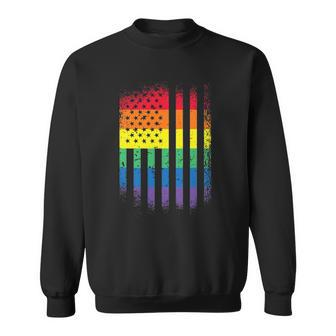 Distressed Rainbow Flag Gay Pride Rainbow Equality Sweatshirt | Mazezy