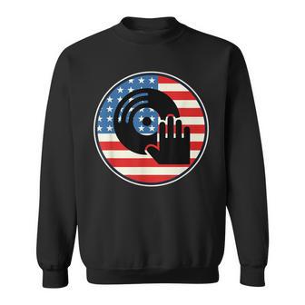 Dj Player Dad Disc Jockey Us Flag 4Th Of July Mens Gift V2 Sweatshirt - Seseable