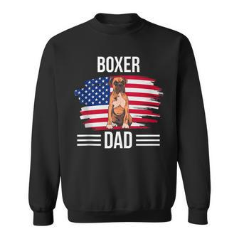 Dog Owner Us Flag 4Th Of July Fathers Day Boxer Dad Sweatshirt - Seseable
