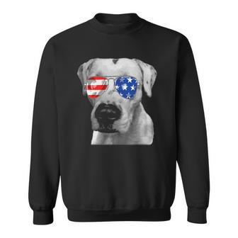 Dogo Argentino Dog Sunglasses Flag American 4Th Of July Sweatshirt | Mazezy