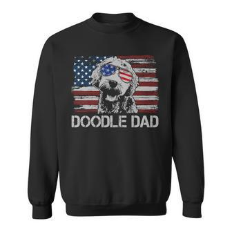 Doodle Dad Goldendoodle Dog American Flag 4Th Of July Sweatshirt - Seseable