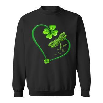 Dragonfly Heart Irish Shamrock Heart Clover V2 Sweatshirt - Thegiftio UK