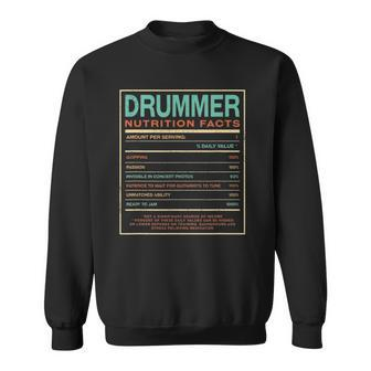 Drummer Nutrition Facts Funny Drum Player Humor Sweatshirt | Mazezy