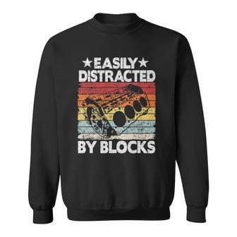 Easily Distracted By Blocks Racing Car Parts Funny Mechanic Sweatshirt | Mazezy