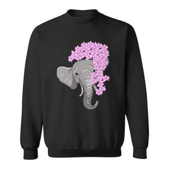 Elephant Hiding Behind Flowers Cute Animal Girls Gift Sweatshirt - Thegiftio UK