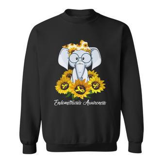 Elephant Sunflower Endometriosis Awareness Costume Ribbon Sweatshirt | Mazezy
