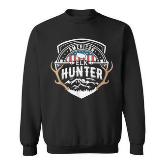 Elk Hunting Proud American Elk Hunter Gift Sweatshirt - Thegiftio UK