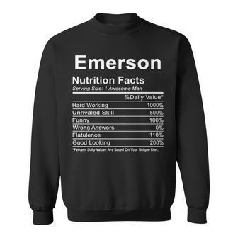 Emerson Name Funny Gift Emerson Nutrition Facts Sweatshirt - Seseable