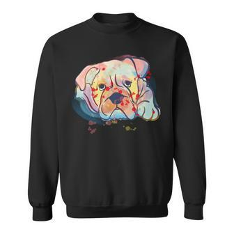 English Bulldog Abstract Watercolor Graphic Design Sweatshirt - Monsterry DE