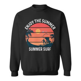 Enjoy The Summer Sunset Waves Summer Surf Shirt Design Sweatshirt - Monsterry
