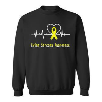 Ewings Sarcoma Awareness Heartbeat Yellow Ribbon Ewings Sarcoma Ewings Sarcoma Awareness Sweatshirt - Monsterry CA