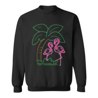 Exotic Bird Flamingos Tropical Animal Palm Tree Flamingo Sweatshirt - Thegiftio UK