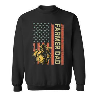 Farmer Dad American Flag Fathers Day 4Th Of July Patriotic Sweatshirt - Seseable