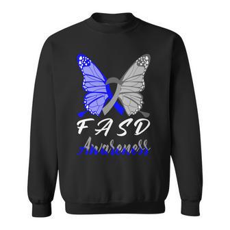 Fasd Awareness Butterfly Blue And Grey Ribbon Fetal Alcohol Spectrum Disorder Fetal Alcohol Spectrum Disorder Awareness Sweatshirt | Favorety AU