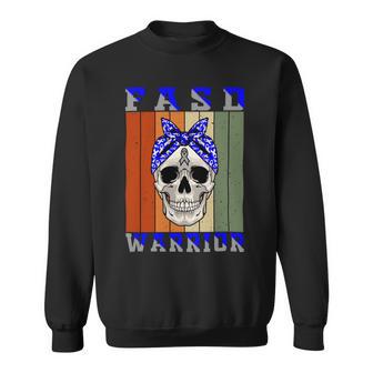 Fasd Warrior Skull Women Vintage Blue And Grey Ribbon Fetal Alcohol Spectrum Disorder Fetal Alcohol Spectrum Disorder Awareness Sweatshirt | Favorety