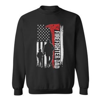 Father Grandpa Day Firefighter Dad America Flag For Hero 375 Family Dad Sweatshirt - Monsterry UK