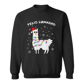 Feliz Llamadad Funny Lama Christmas Saying Alpaca Outfit Sweatshirt | Mazezy CA