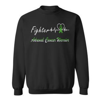 Fighter Adrenal Cancer Warrior Heartbeat Green Ribbon Adrenal Cancer Adrenal Cancer Awareness Sweatshirt | Favorety