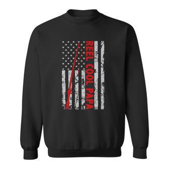 Fishing Papa American Flag Fisherman Gift For Fathers Day Sweatshirt | Mazezy