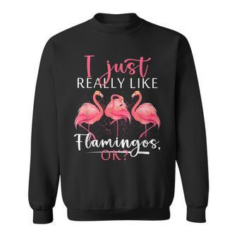 Flamingo I Just Really Like Flamingo Ok Funny Pink Bird V2 Sweatshirt - Thegiftio UK
