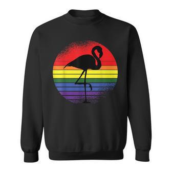 Flamingo Lgbt-Q Retro Vintage Bird Gay Pride Flag Ally Sweatshirt - Thegiftio UK