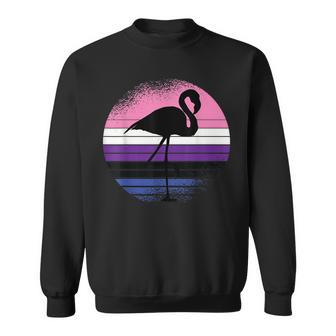 Flamingo Lgbt-Q Retro Vintage Bird Genderfluid Pride Ally Sweatshirt - Thegiftio UK