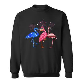 Flamingos Usa Flag 4Th Of July Independence Day Patriotic Sweatshirt - Seseable