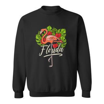 Florida Flamingo Hibiscus Flower Gift Sweatshirt | Mazezy