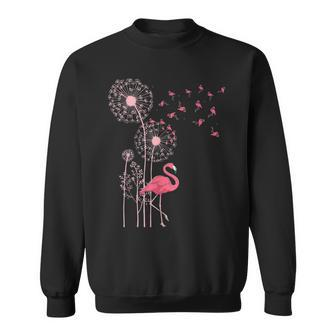 Flower Dandelion Exotic Animal Tropical Bird Pink Flamingo Sweatshirt - Thegiftio UK