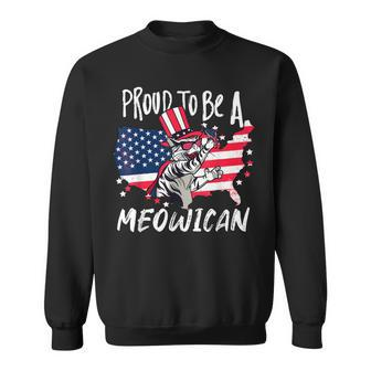 Fourth Of July Meowican Funny Cat American Independence Day Sweatshirt - Seseable