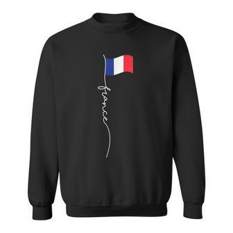 France Signature Flag Pole - Elegant Patriotic French Flag Sweatshirt - Seseable