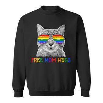 Free Mom Hugs Purride Proud Ally Cat Rainbow Flag Lgbt Pride Sweatshirt - Thegiftio UK