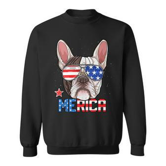 French Bulldog Merica 4Th Of July Usa American Flag Men Dog Sweatshirt - Seseable