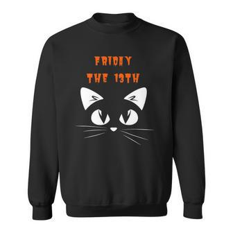 Friday The 13Th Adorable Black Cat Halloween Sweatshirt | Mazezy