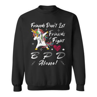 Friends Dont Let Friends Fight Borderline Personality Disorder Bpd Alone Unicorn Grey Ribbon Borderline Personality Disorder Bpd Awareness Sweatshirt - Monsterry UK