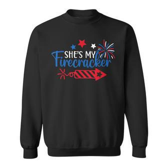 Funny 4Th Of July She Is My Firework Patriotic Us Couples Sweatshirt - Seseable