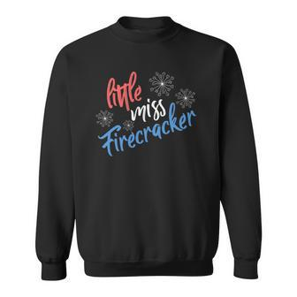 Funny 4Th Of July Usa Little Miss Firecracker Fireworks Sweatshirt - Thegiftio UK