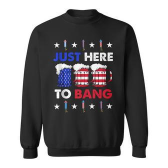 Funny Beer Us Flag 4Th Of July Im Just Here To Bang Sweatshirt - Seseable