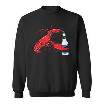Funny Cajun Crawfish Boil Lobster Drinking Beer Sweatshirt | Mazezy