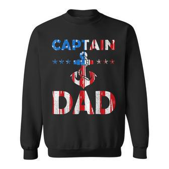 Funny Captain Dad Boat Owner American Flag 4Th Of July Sweatshirt - Seseable