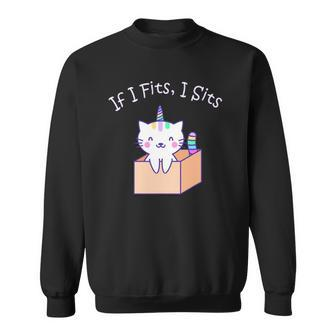 Funny Caticorn In The Box Cat Unicorn Sit In Carton Gift Sweatshirt | Mazezy