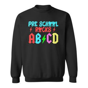 Funny Gifts For Teachers Kids Abcd Preschool Rocks Supplies Sweatshirt - Thegiftio UK